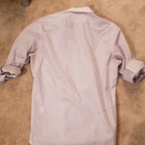 Plaid light purple and white dress shirt
